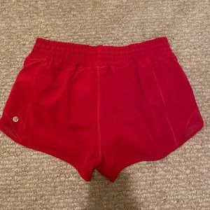 red 2.5 inch high rise red lululemon shorts